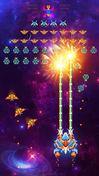 Space Shooter: Galaxy Attack (Спейс шутер) [МОД: Бесконечные деньги, Монеты и Мега MOD] Screenshot 5