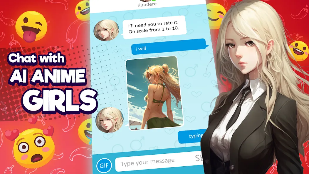 Anime Girlfriend - AI Chat (Аниме Грлфренд) [МОД: Много монет, Открытые уровни и Мега MOD] Screenshot 1