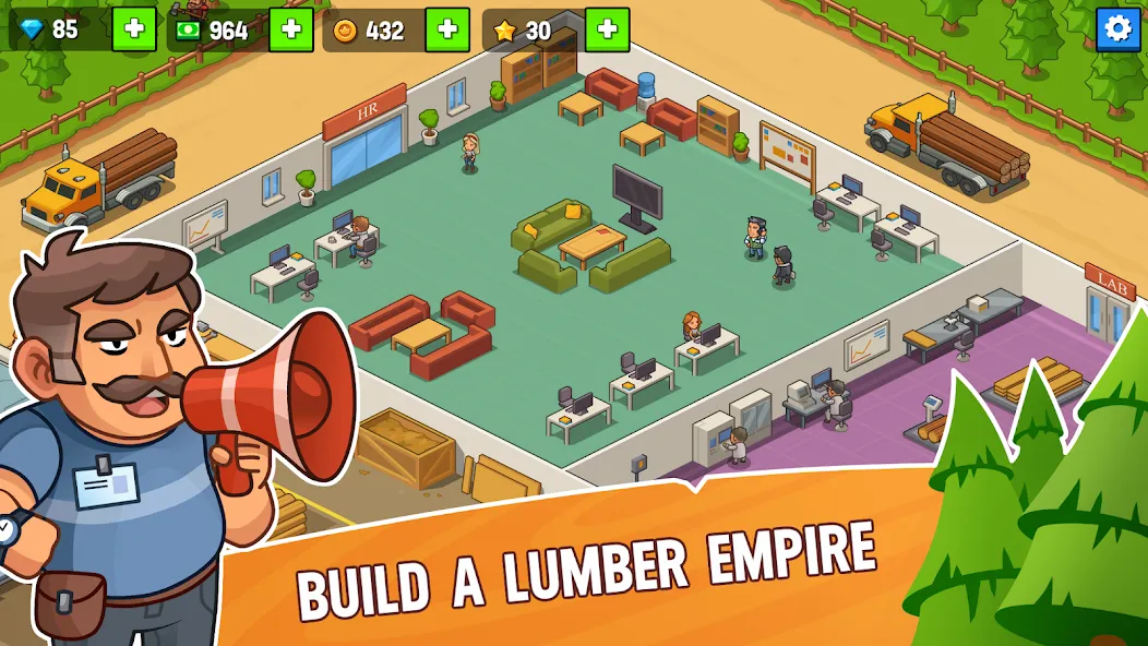 Lumber Inc Tycoon (Ламбер инк тайкун) [МОД: Все открыто, Дополнительные деньги и Меню MOD] Screenshot 1