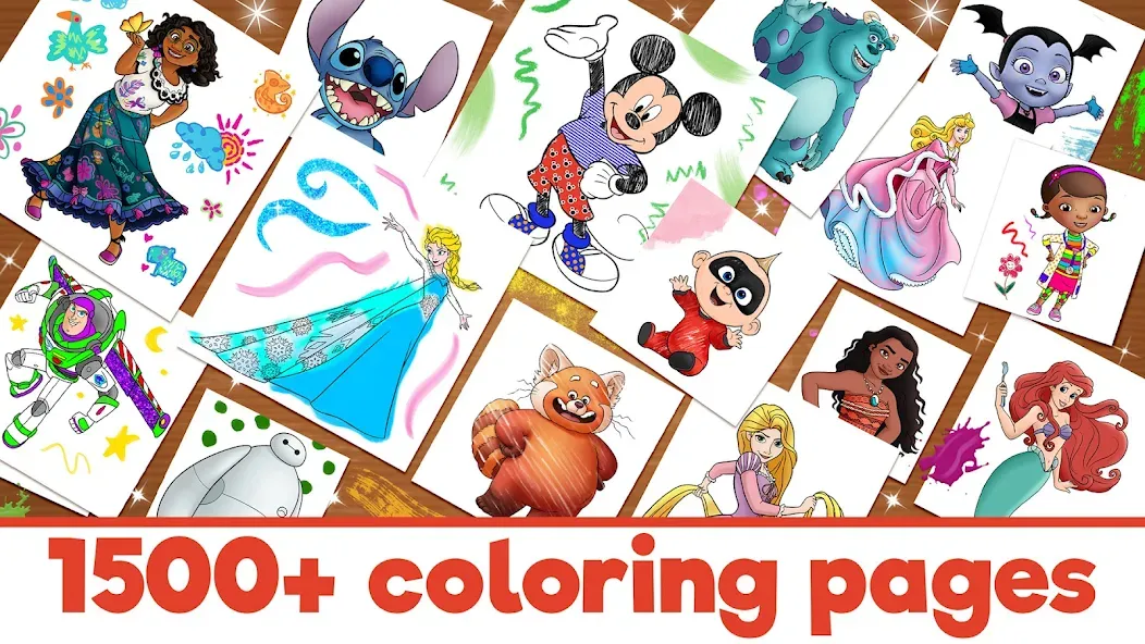 Disney Coloring World (Дисней) [МОД: Меню, Бесконечные монеты и Открытые уровни] Screenshot 1