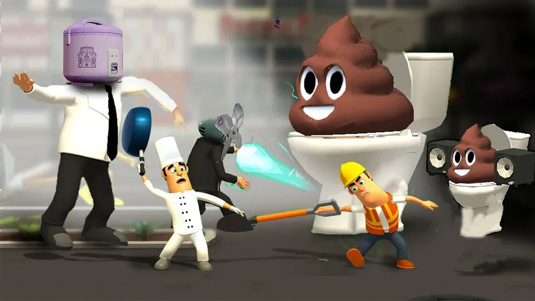 War Job: Toilet Battle (Вор Джоб) [МОД: Меню, Бесконечные монеты и Открытые уровни] Screenshot 1