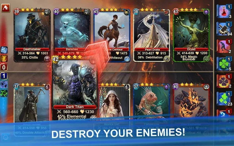 Blood of Titans: Card Battle [МОД: Меню, Бесконечные монеты и Открытые уровни] Screenshot 1