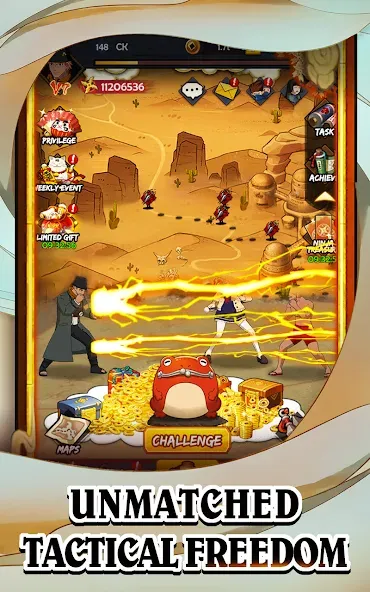 Ultimate Ninja AFK (Ултимейт Ниндзя АФК) [МОД: Много монет, Открытые уровни и Мега MOD] Screenshot 1