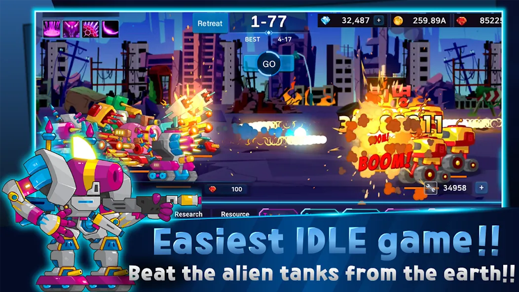 Mini Robot Tank : idle (Мини Робот Танк) [МОД: Бесконечные деньги, Монеты и Мега MOD] Screenshot 1