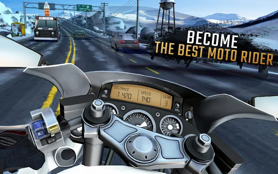 Moto Rider GO: Highway Traffic (Мото Райдер ГО) [МОД: Все открыто, Дополнительные деньги и Меню MOD] Screenshot 5