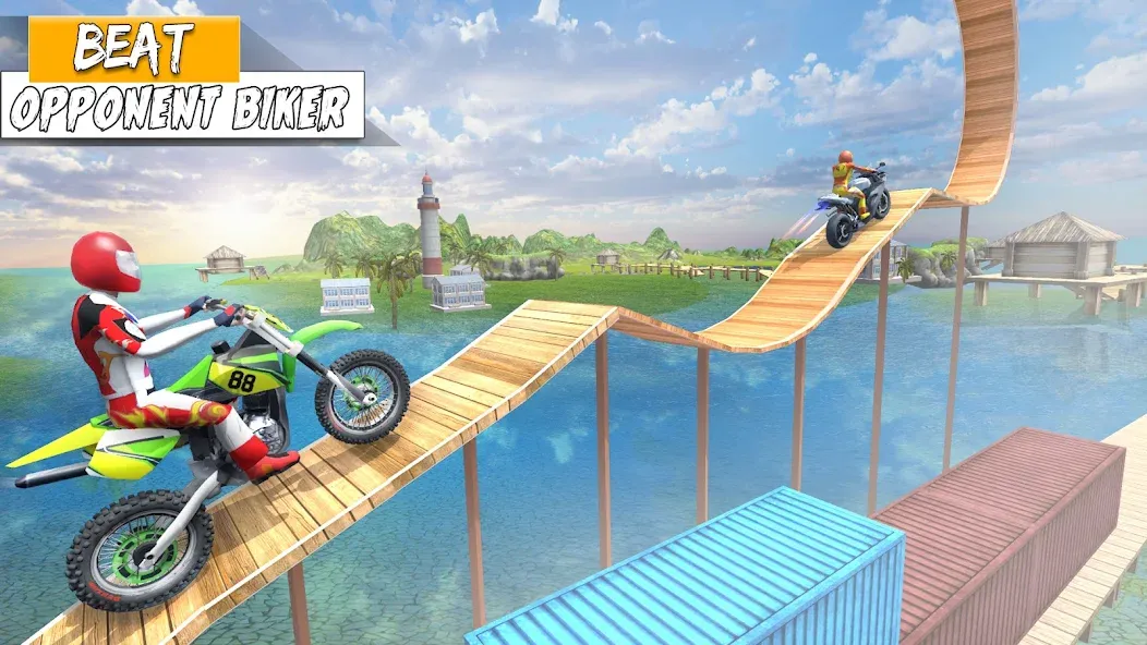 Bike Stunt Games Stunt Bike 3D (Байк стант рэмп игра Байк Джамп) [МОД: Бесконечные деньги, Монеты и Мега MOD] Screenshot 5
