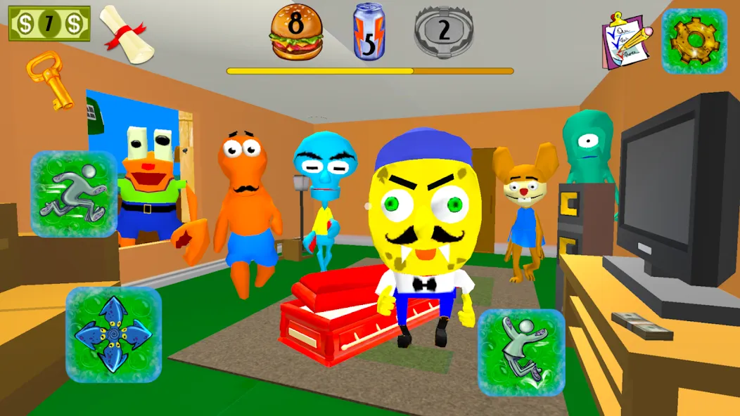 Sponge Neighbor Escape 3D (Спонж Сосед Побег 3D) [МОД: Бесконечные деньги, Монеты и Мега MOD] Screenshot 4