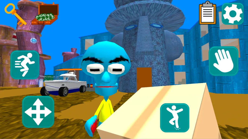 Squid Neighbor. Sponge Escape [МОД: Бесконечные деньги, Монеты и Мега MOD] Screenshot 1