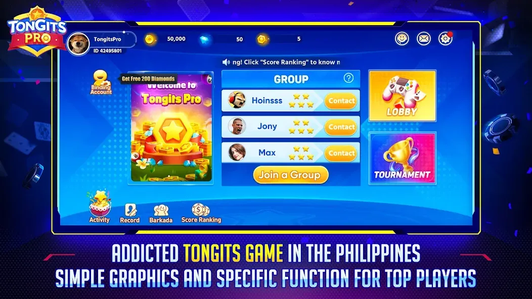 Tongits Pro (Тонгитс Про) [МОД: Все открыто, Дополнительные деньги и Меню MOD] Screenshot 1