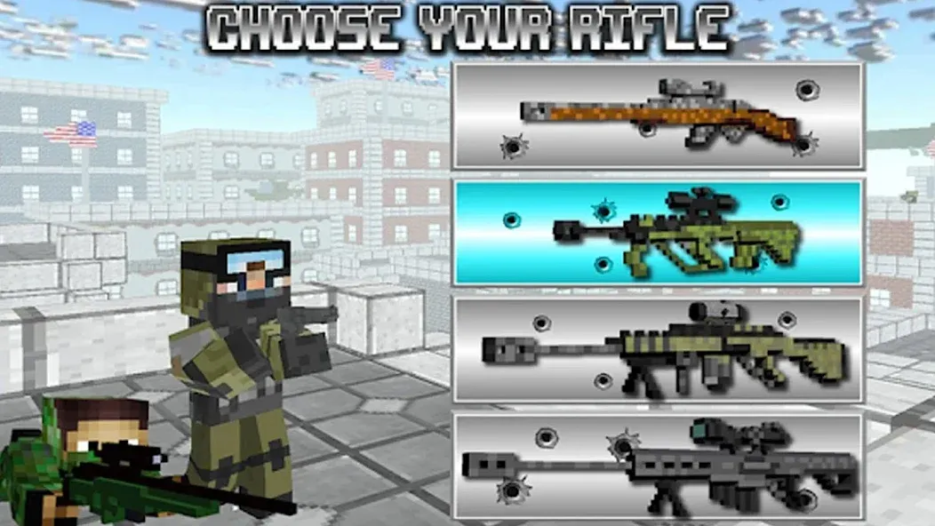 American Block Sniper Survival (Американский блок снайпер выживание) [МОД: Много денег, Монет и Все открыто] Screenshot 1