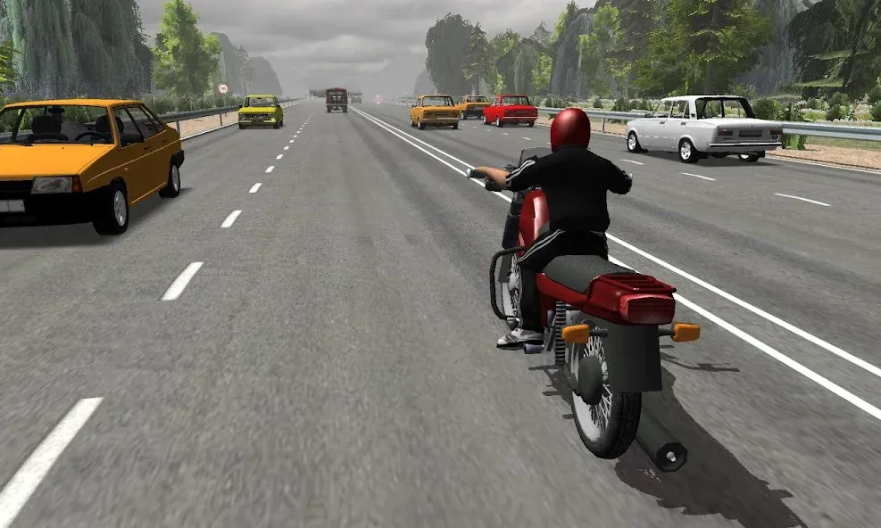 Russian Moto Traffic Rider 3D [МОД: Много денег, Монет и Все открыто] Screenshot 1