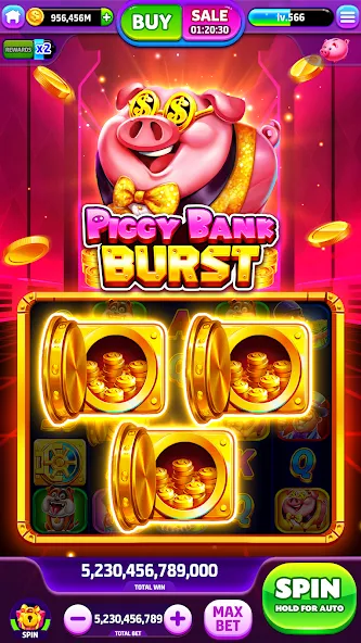 Spin To Rich - Vegas Slots (Спин Ту Рич) [МОД: Много монет, Открытые уровни и Мега MOD] Screenshot 1