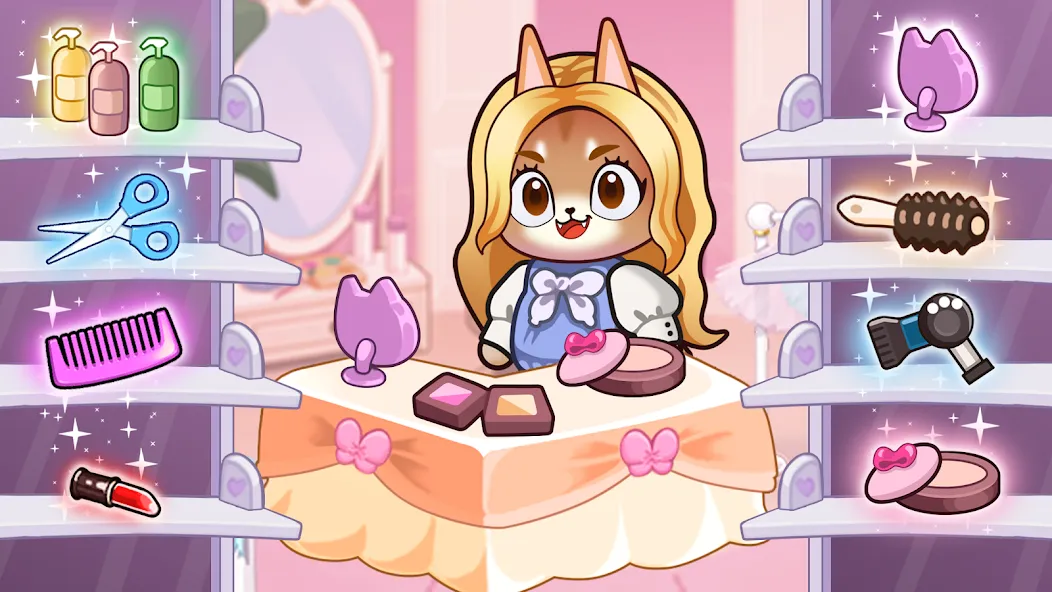 Idle Cat Makeover: Hair Salon [МОД: Деньги, Монеты и Меню MOD] Screenshot 1