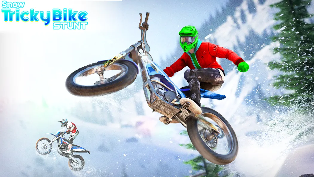 Snow Tricky Bike Stunt Race 3D [МОД: Много монет, Открытые уровни и Мега MOD] Screenshot 1