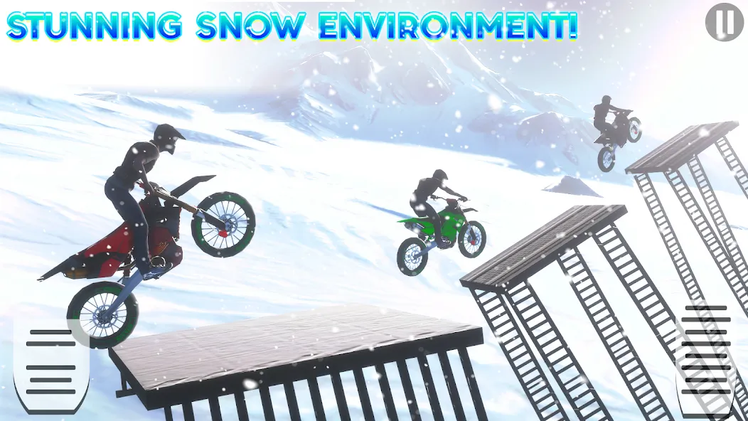 Snow Tricky Bike Stunt Race 3D [МОД: Много монет, Открытые уровни и Мега MOD] Screenshot 2