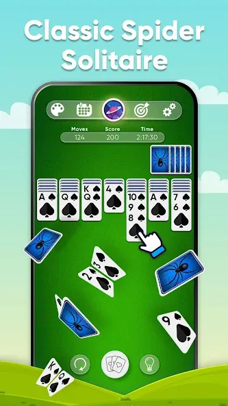 Spider Solitaire (Спайдер Солитер) [МОД: Много денег, Монет и Все открыто] Screenshot 1