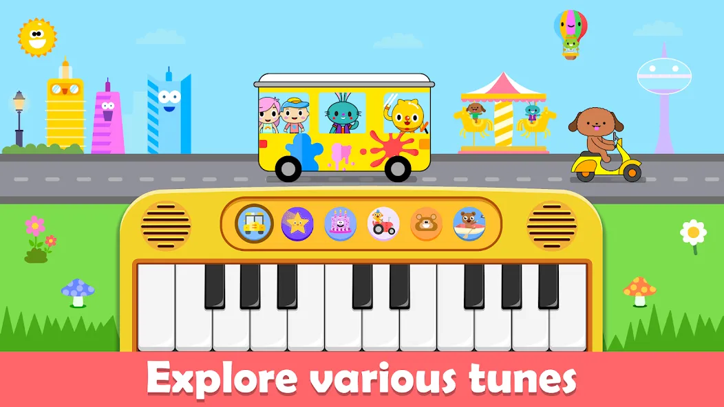 Baby Piano Kids Music Games [MOD: Бесконечные деньги] - Скриншот 1