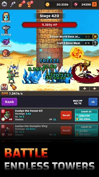 Tower Quest: Pixel Idle RPG (тауэр квест) [МОД: Много денег, Монет и Все открыто] Screenshot 1
