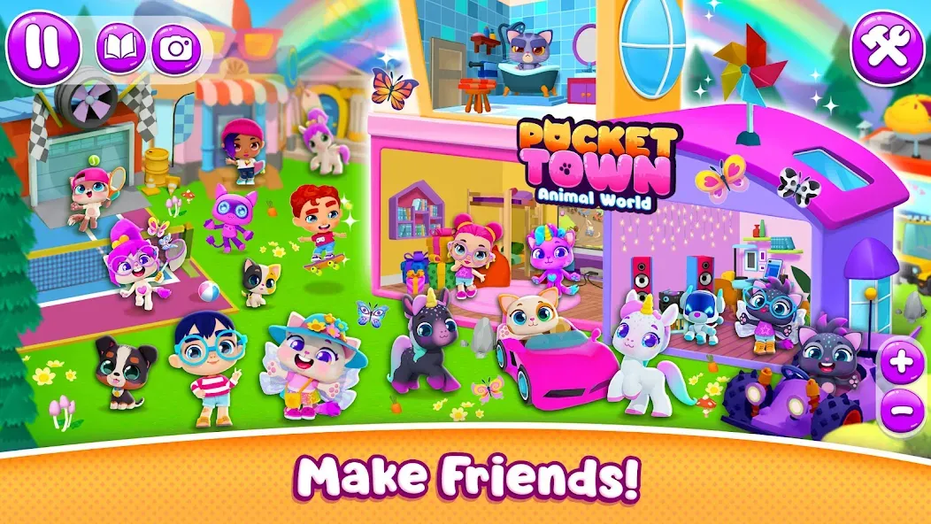 Pocket Town - Animal World [МОД: Все открыто, Дополнительные деньги и Меню MOD] Screenshot 3