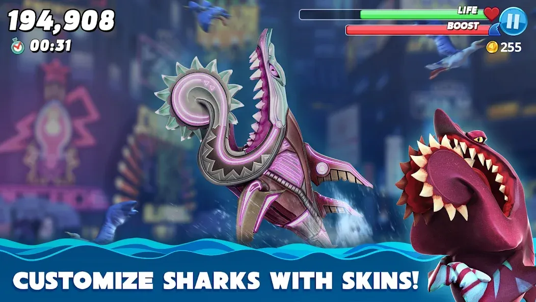 Hungry Shark World (Хангри Шарк Ворлд) [МОД: Много монет, Открытые уровни и Мега MOD] Screenshot 3