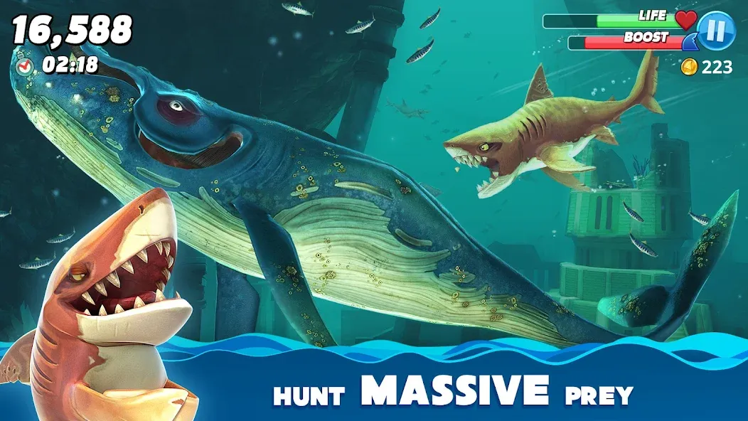 Hungry Shark World (Хангри Шарк Ворлд) [МОД: Много монет, Открытые уровни и Мега MOD] Screenshot 5