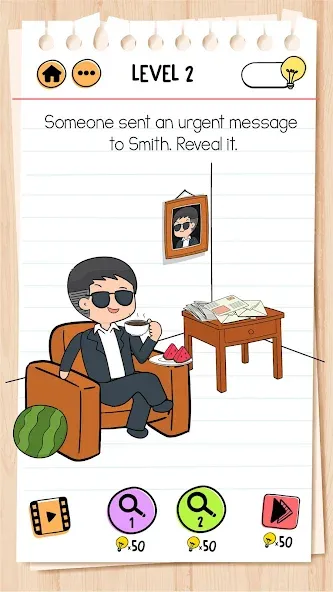 Brain Test 2: Tricky Stories (Брейн тест 2) [МОД: Меню, Бесконечные монеты и Открытые уровни] Screenshot 2