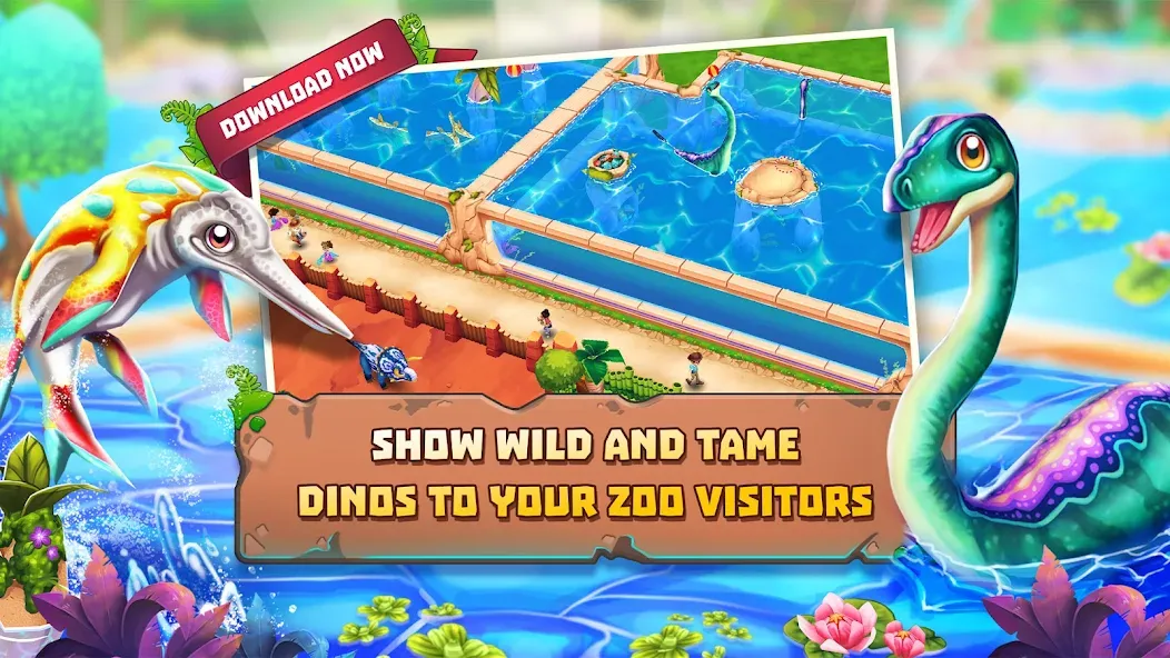Dinosaur Park – Primeval Zoo (Динозавровый парк) [МОД: Меню, Бесконечные монеты и Открытые уровни] Screenshot 2