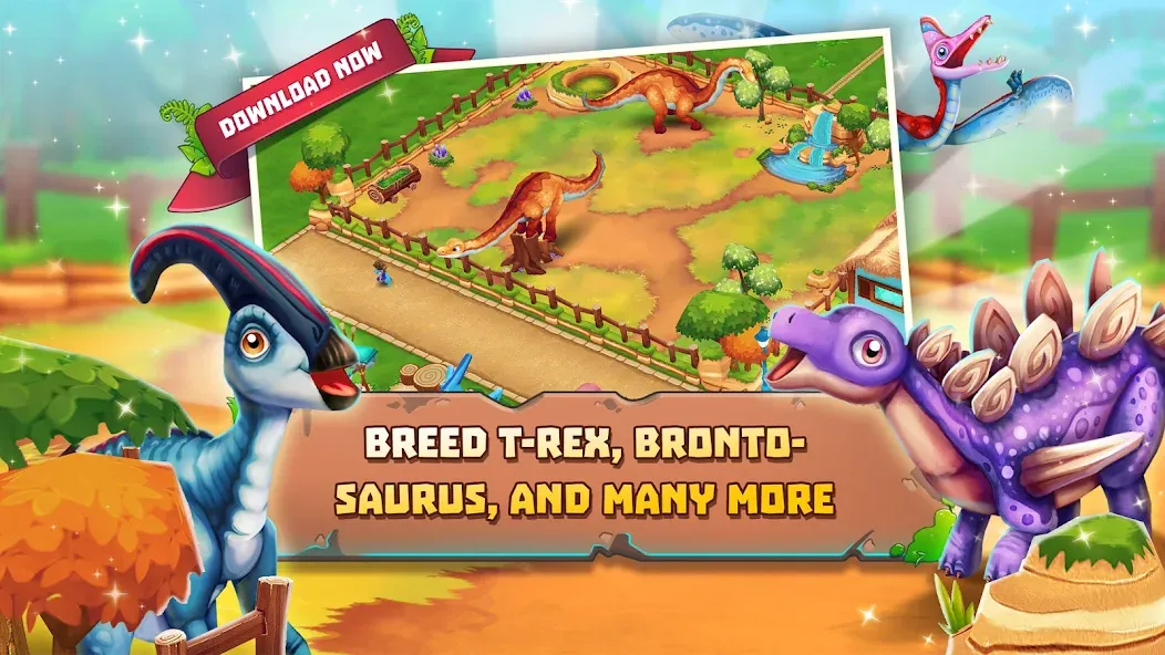 Dinosaur Park – Primeval Zoo (Динозавровый парк) [МОД: Меню, Бесконечные монеты и Открытые уровни] Screenshot 3