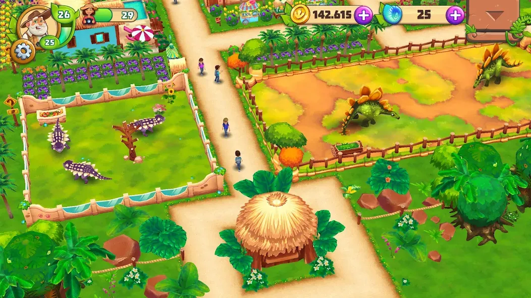 Dinosaur Park – Primeval Zoo (Динозавровый парк) [МОД: Меню, Бесконечные монеты и Открытые уровни] Screenshot 5