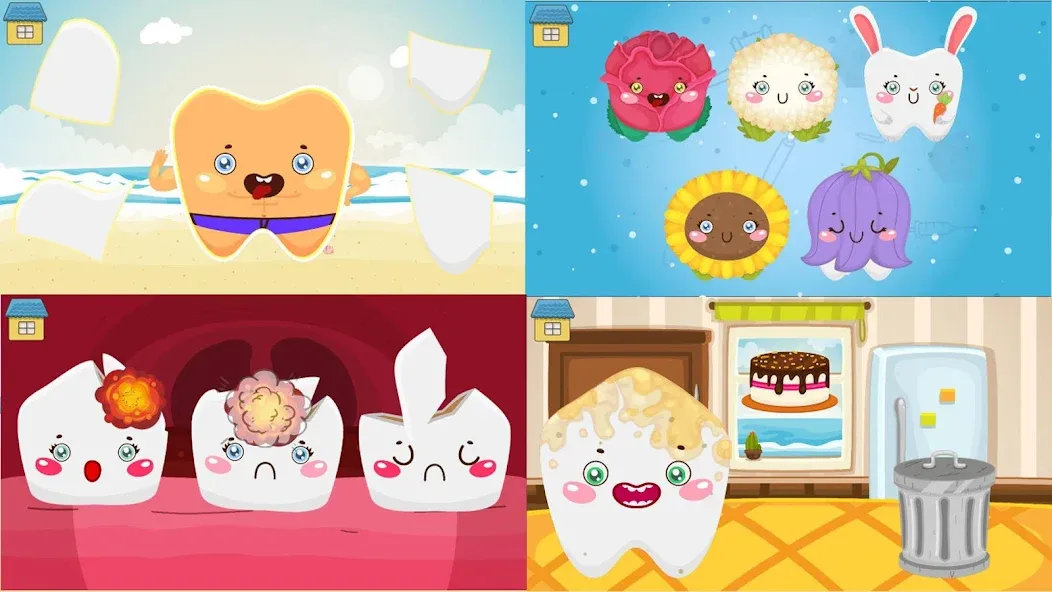 Funny Teeth kids dentist care! [МОД: Много монет, Открытые уровни и Мега MOD] Screenshot 1