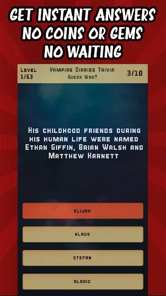 Vampire Diaries Quiz Trivia (Вампирские дневники викторина виктрия) [МОД: Деньги, Монеты и Меню MOD] Screenshot 3