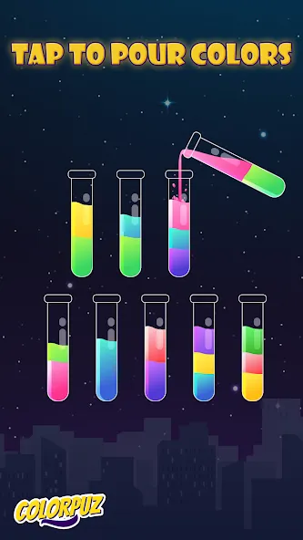 Colorpuz - Water Sort Puzzle (Колорпаз) [МОД: Все открыто, Дополнительные деньги и Меню MOD] Screenshot 1