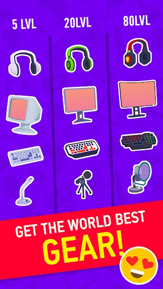 Idle Streamer - Tuber game (Айдл стример) [МОД: Много монет, Открытые уровни и Мега MOD] Screenshot 3