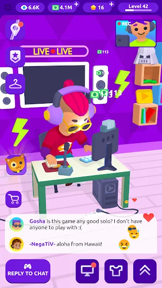 Idle Streamer - Tuber game (Айдл стример) [МОД: Много монет, Открытые уровни и Мега MOD] Screenshot 5