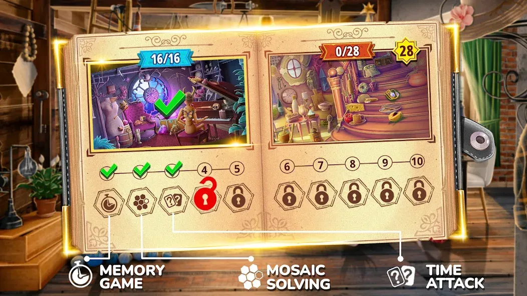 Books of Wonder Hidden Objects [МОД: Много монет, Открытые уровни и Мега MOD] Screenshot 2