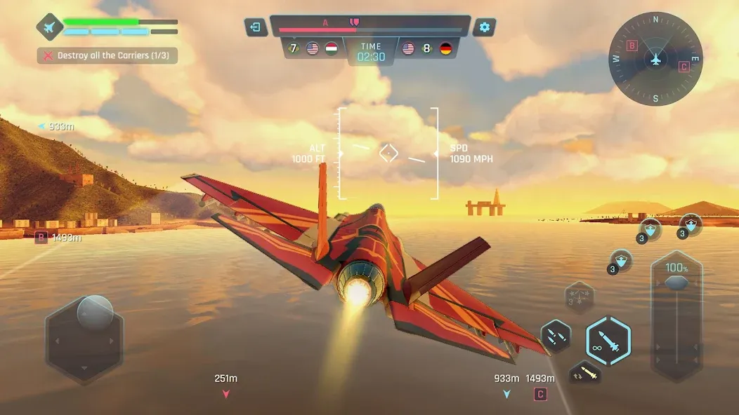 Sky Warriors: Airplane Games (Скай Ворриорс) [МОД: Много монет, Открытые уровни и Мега MOD] Screenshot 2