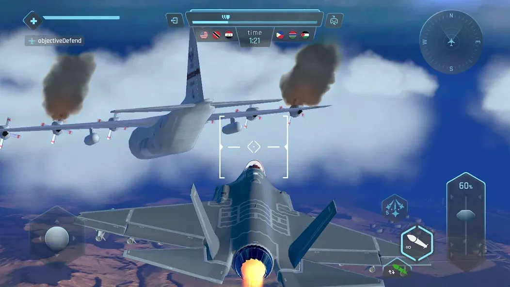 Sky Warriors: Airplane Games (Скай Ворриорс) [МОД: Много монет, Открытые уровни и Мега MOD] Screenshot 4