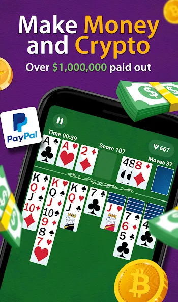 Solitaire - Make Money [МОД: Бесконечные деньги, Монеты и Мега MOD] Screenshot 1