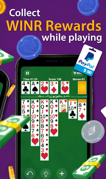 Solitaire - Make Money [МОД: Бесконечные деньги, Монеты и Мега MOD] Screenshot 2
