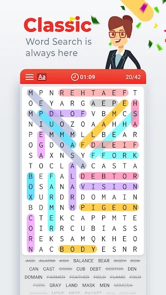 Word Search Colorful [МОД: Много денег, Монет и Все открыто] Screenshot 1