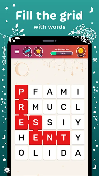 Word Catcher: Word Search [МОД: Меню, Бесконечные монеты и Открытые уровни] Screenshot 2