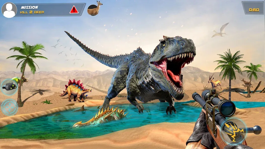 Dino Hunting Sniper Shooter 3D [МОД: Много денег, Монет и Все открыто] Screenshot 1