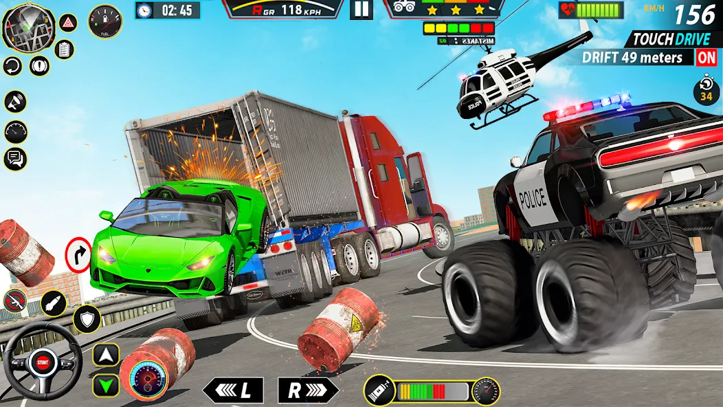 Police Monster Truck Car Games [МОД: Много денег, Монет и Все открыто] Screenshot 2