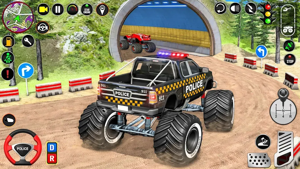 Police Monster Truck Car Games [МОД: Много денег, Монет и Все открыто] Screenshot 4