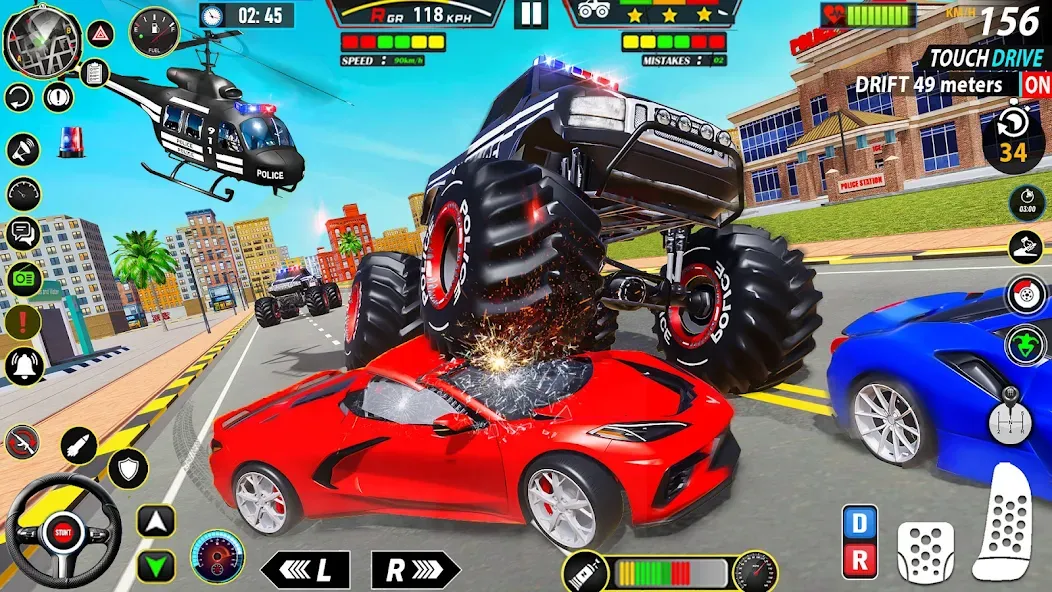 Police Monster Truck Car Games [МОД: Много денег, Монет и Все открыто] Screenshot 5