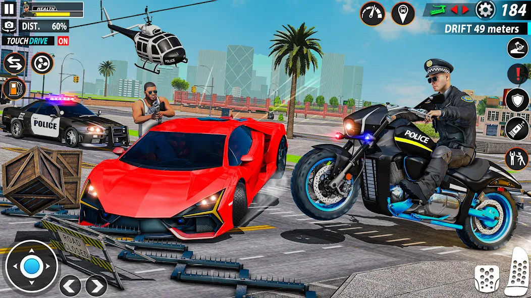 Police Moto Bike Chase Crime (Полицейская мотоциклетная погоня за преступником) [МОД: Деньги, Монеты и Меню MOD] Screenshot 3