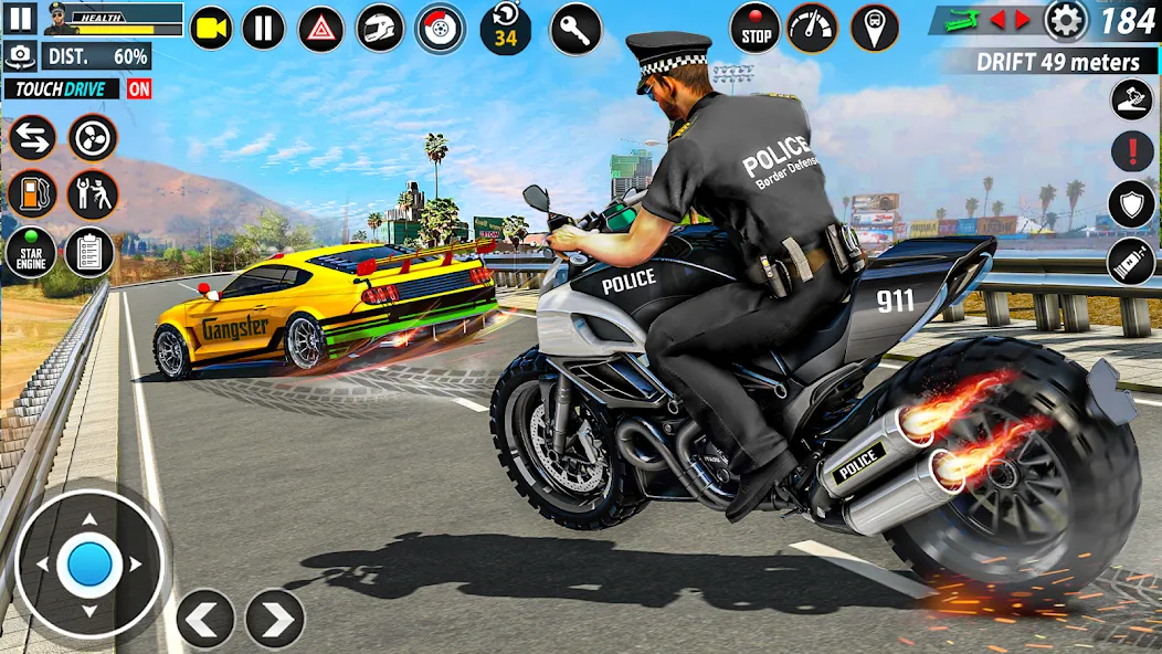 Police Moto Bike Chase Crime (Полицейская мотоциклетная погоня за преступником) [МОД: Деньги, Монеты и Меню MOD] Screenshot 5