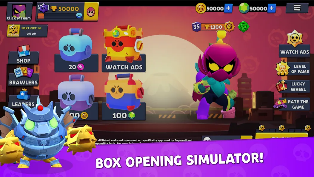 Brawl Box Stars Simulator [МОД: Бесконечные деньги, Монеты и Мега MOD] Screenshot 1