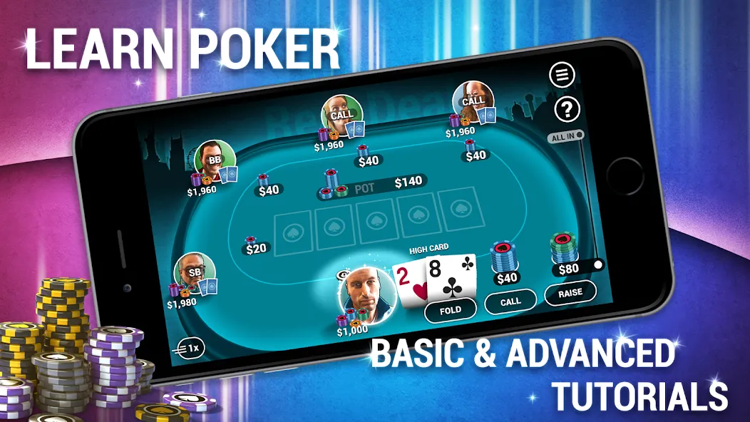 Learn How To Play Texas Poker [МОД: Бесконечные деньги, Монеты и Мега MOD] Screenshot 1