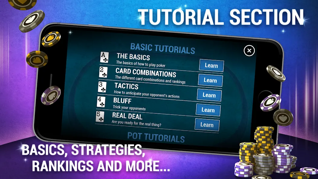 Learn How To Play Texas Poker [МОД: Бесконечные деньги, Монеты и Мега MOD] Screenshot 2